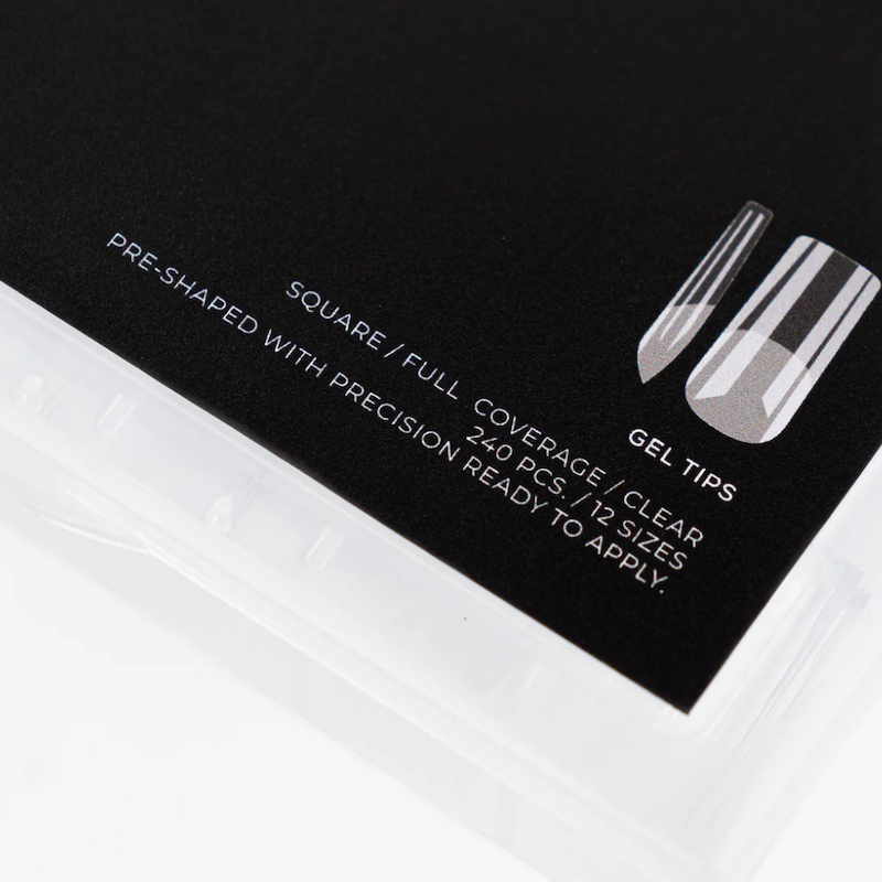 GEL TIPS, SQUARE FULL COVERAGE CLEAR GEL TIPS - 504 pcs