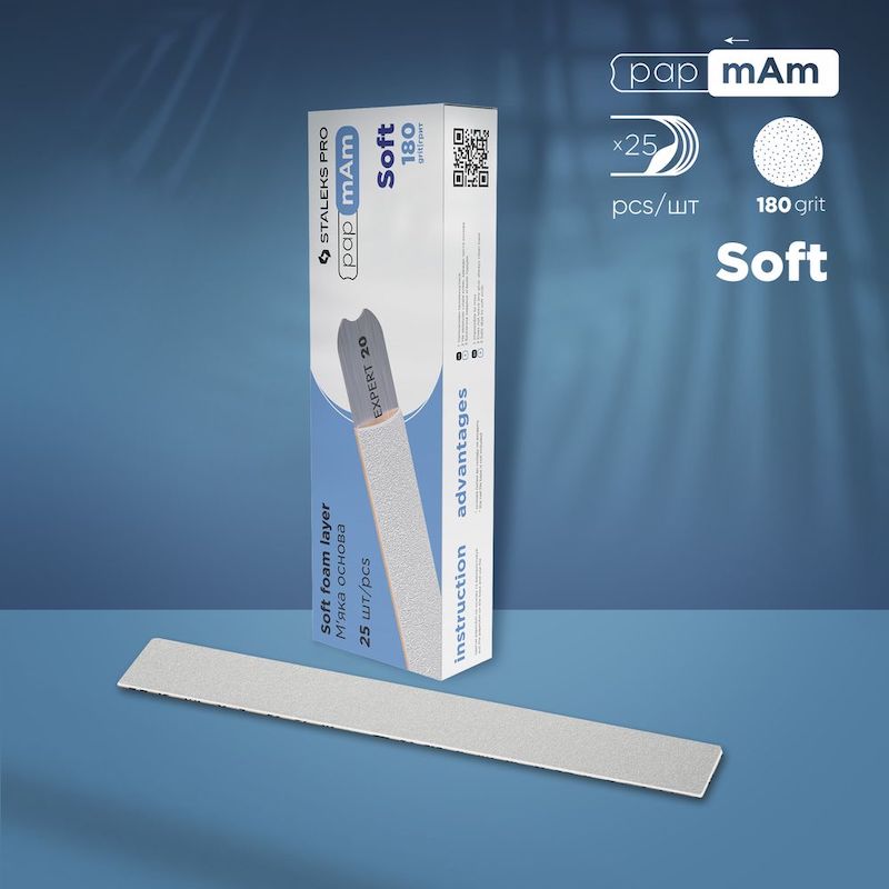 White disposable papmAm files (soft foam layer) EXPERT 20 180 grit (25 pcs)